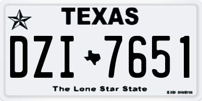 TX license plate DZI7651