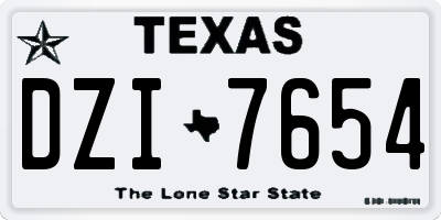 TX license plate DZI7654