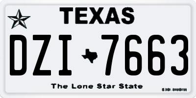 TX license plate DZI7663