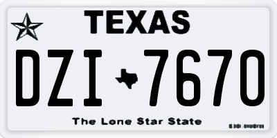 TX license plate DZI7670