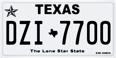 TX license plate DZI7700