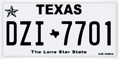 TX license plate DZI7701