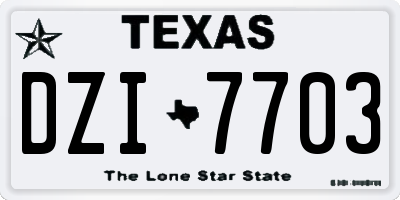 TX license plate DZI7703