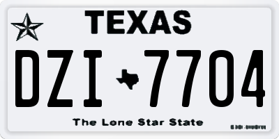 TX license plate DZI7704