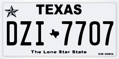 TX license plate DZI7707