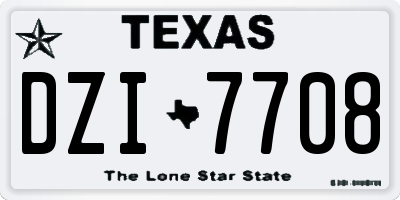 TX license plate DZI7708