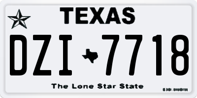 TX license plate DZI7718