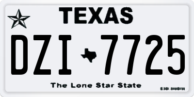 TX license plate DZI7725