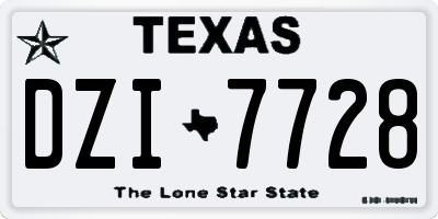 TX license plate DZI7728