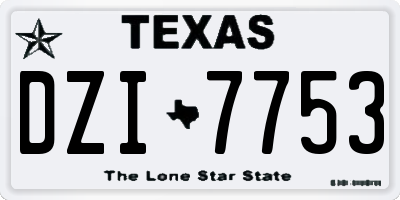 TX license plate DZI7753