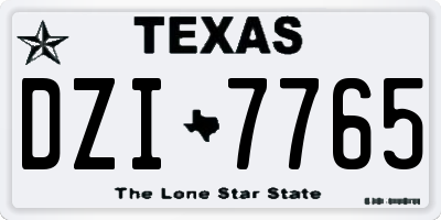 TX license plate DZI7765