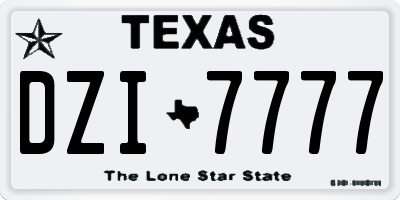 TX license plate DZI7777