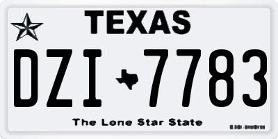 TX license plate DZI7783