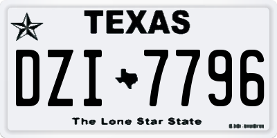 TX license plate DZI7796