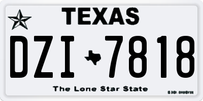 TX license plate DZI7818