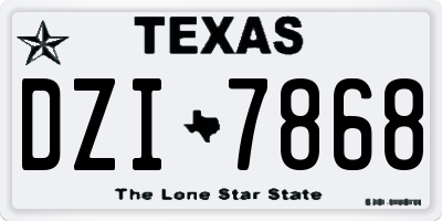 TX license plate DZI7868
