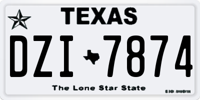 TX license plate DZI7874