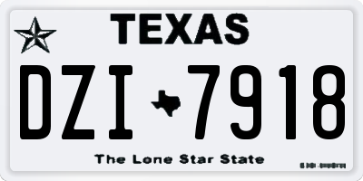 TX license plate DZI7918