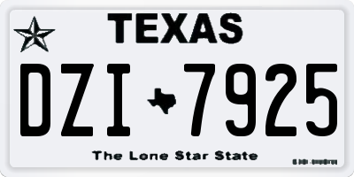 TX license plate DZI7925