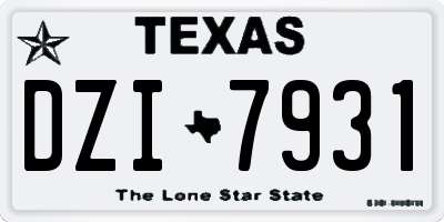 TX license plate DZI7931