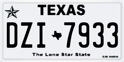 TX license plate DZI7933
