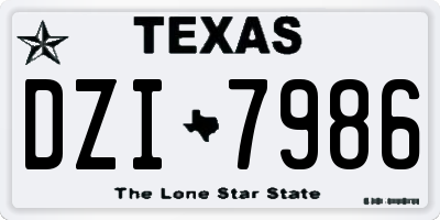 TX license plate DZI7986
