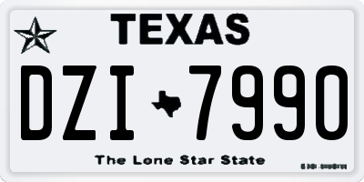 TX license plate DZI7990