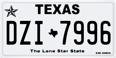 TX license plate DZI7996