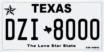 TX license plate DZI8000