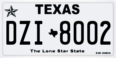 TX license plate DZI8002