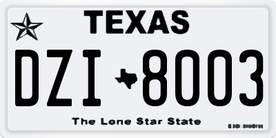 TX license plate DZI8003