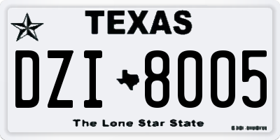 TX license plate DZI8005