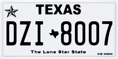 TX license plate DZI8007
