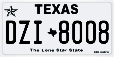 TX license plate DZI8008