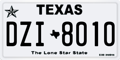 TX license plate DZI8010