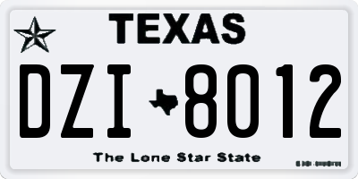 TX license plate DZI8012