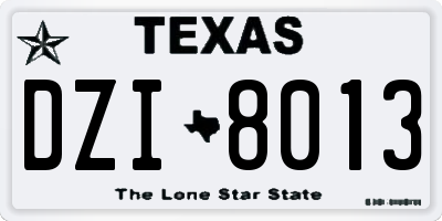 TX license plate DZI8013