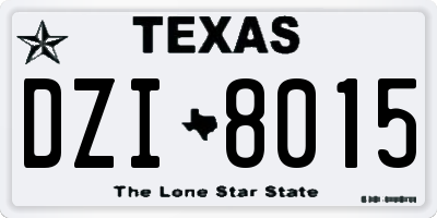 TX license plate DZI8015