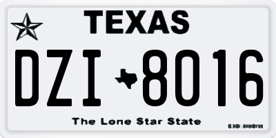 TX license plate DZI8016