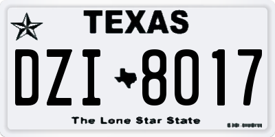 TX license plate DZI8017