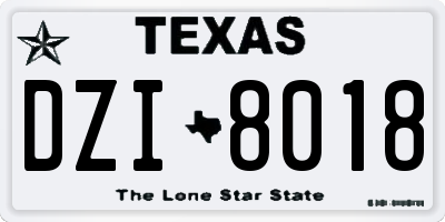 TX license plate DZI8018