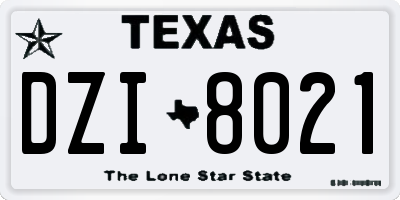 TX license plate DZI8021