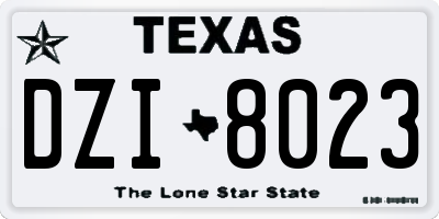 TX license plate DZI8023