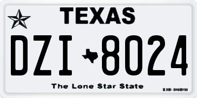 TX license plate DZI8024