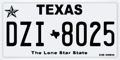 TX license plate DZI8025