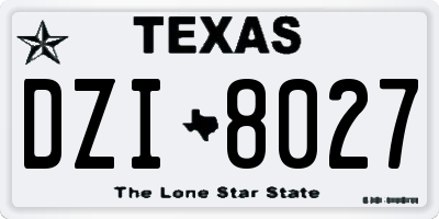 TX license plate DZI8027