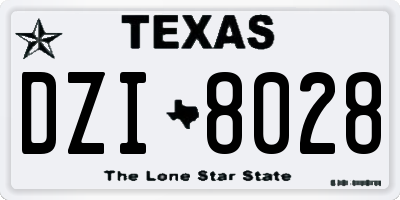 TX license plate DZI8028