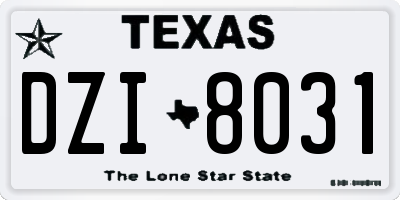 TX license plate DZI8031