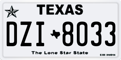 TX license plate DZI8033
