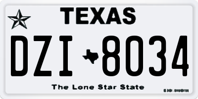 TX license plate DZI8034